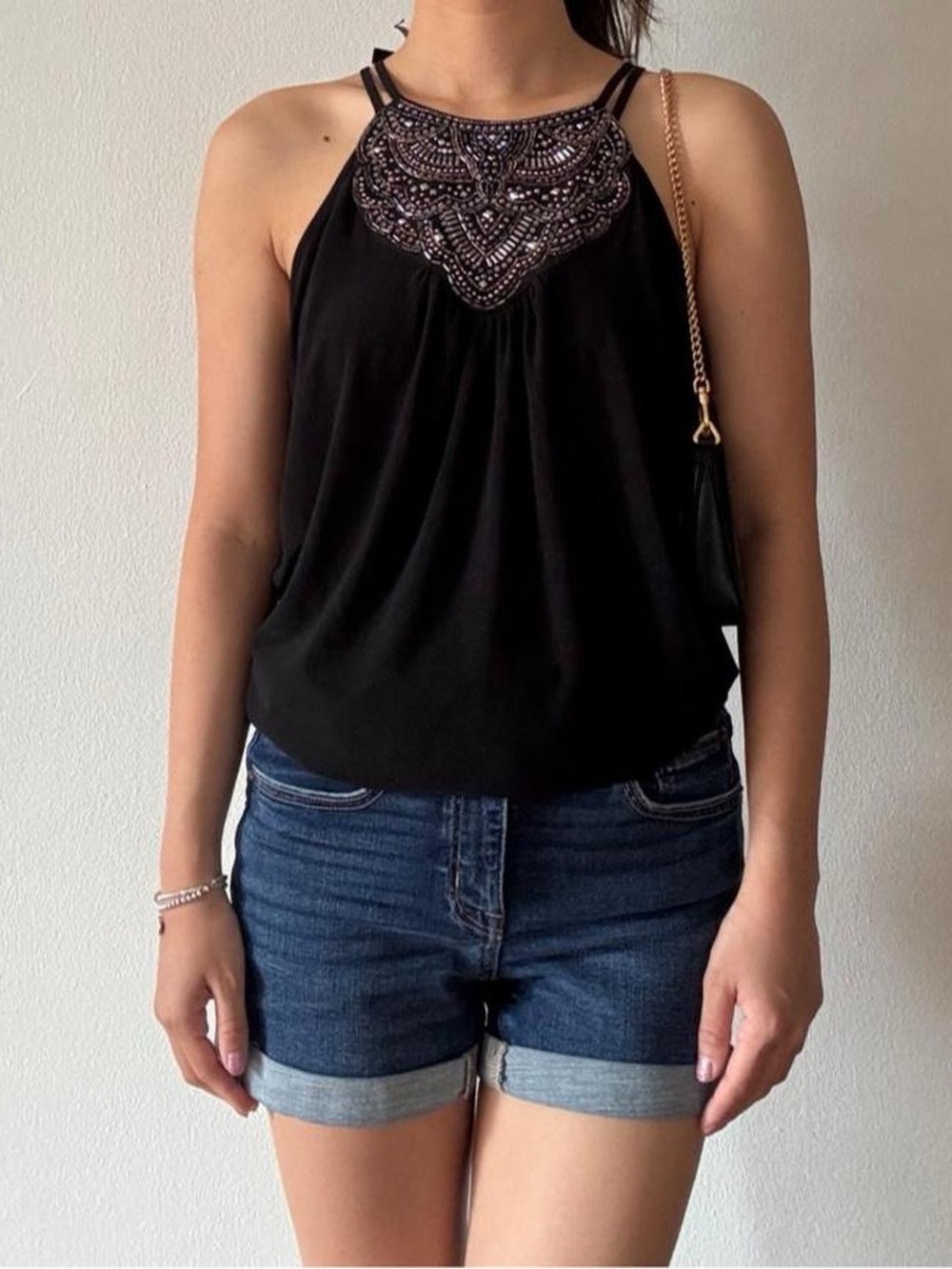 Y2K Black beaded tank